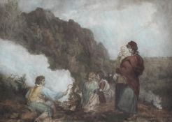 After George Morland, The Fern Gatherers, a 19th century mezzotint,