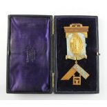 An 18ct gold 'Lodge of Prudence', Masonic badge, in case,