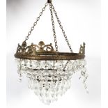 Two glass 'bag' chandeliers, early 20th century,