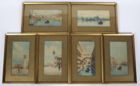 A group of six early 20th century watercolours view of Vience sihned each 30cm x 16cm
