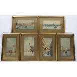 A group of six early 20th century watercolours view of Vience sihned each 30cm x 16cm