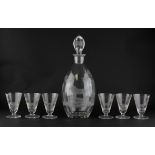 A Rowland Ward Big Game Set, comprising a glass decanter and six glasses,