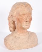 Manner of Jacob Epstein, a bust of a young lady, plaster with terracotta tint,