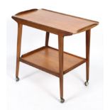 A G-plan style teak tea trolley, with two shelves,