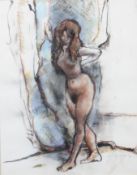 M D'Aguilar pastel and watercolour of a nude lady, signed and dated 1973 lower right,