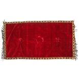 A crimson velvet and gilt thread runner, with metal tassels, late 19th/early 20th century,