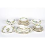 A Royal Worcester 'Vine Harvest' pattern part dinner service for six people, 20th century,