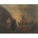 After George Morland, The Fishermen, a 19th century mezzotint, 43cm x 56cm,