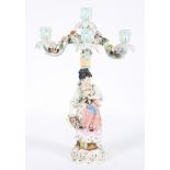 A Continental porcelain Meissen-style candelabra,