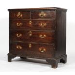 An 18th century oak chest of drawers,