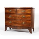 A 19th century mahogany bow front chest of two short and two long drawers on bracket feet,