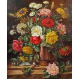 Constance Cooper, September Flowers, oil on canvas, signed lower left, framed,