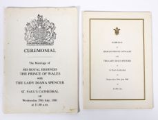 A copy of the solemnization of the matrimony of the Prince of Wales and Lady Diana Spencer and the