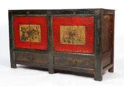 A Chinese painted wooden cabinet, 20th century,