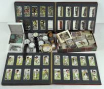 Two Wills cigarette card albums with loose examples together with other items