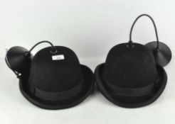 Two novelty ceiling lights adapted from top hats