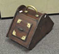 A mahogany coal bucket, with single brass handle to top,