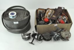 A Hardy " The Perfect" 3 3/8 inch fly reel, a/f and other assorted fishing items