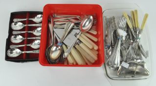 An EPNS purse, width 12cm, together with a selection of silver plated flatware