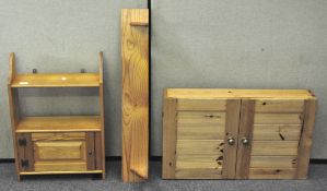 A group of Pine items, comprising two door wall cupboard,