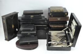 A large collection of vintage cutlery boxes,