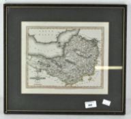A reproduction map of Somerset, published by J.Cary, framed and glazed