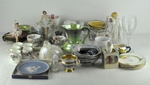 A collection of ceramics and glassware to include a Wedgwood lustre bowl,