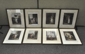 A parcel of prints depicting 19th century scenes, framed and glazed,