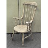 An elm kitchen arm chair,