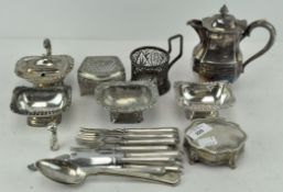 A collection of silver plated wares, including flatware,