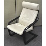 A cream leather upholstered cantilever chair,