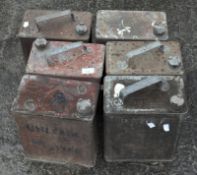 Six vintage petrol cans including Shell and Esso