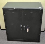 A green painted Milners metal storage cabinet, with Yale lock, Amsels of Bristol sticker to front,
