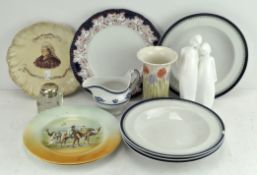 A selection of ceramics, including Royal Worcester bowls and Jersey pottery vase,