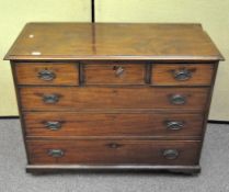 A late 19th century mahogany chest of drawers, three short drawers over two long drawers,