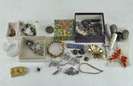 A selection of assorted costume jewellery, to include a silver horseshoe brooch and much more,