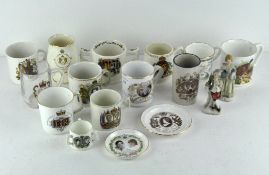 A collection of Commemorative ceramics and glassware from various monarchs