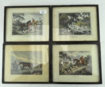 A group of four sporting prints, two depicting Hare hunting, one Otter hunting and Racing,