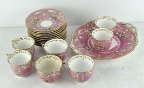 Pink and floral porcelain tea and coffee service