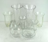 A selection of glassware, including a large vase,