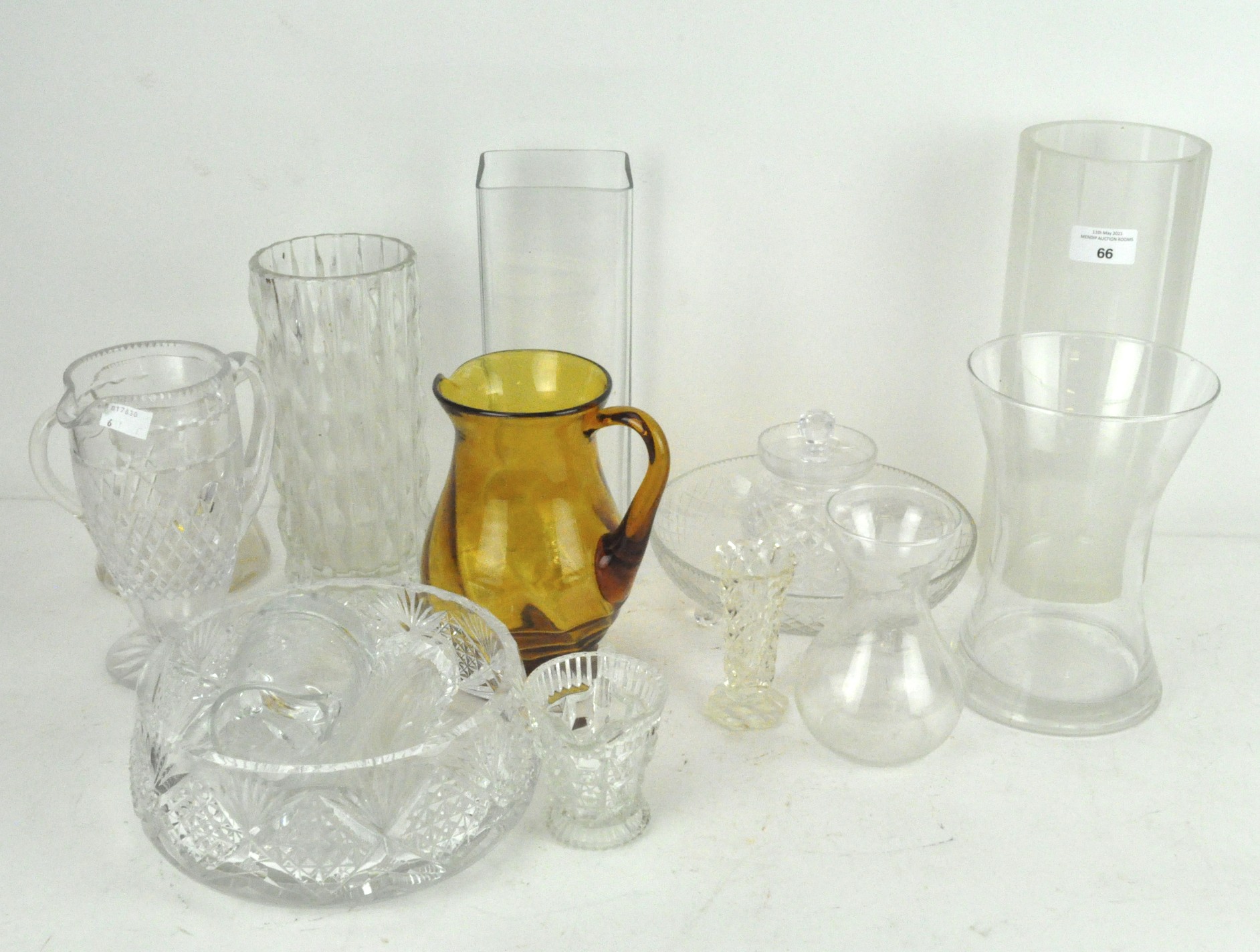 A collection of assorted cut glass and other glassware, including bowls jugs and vases.