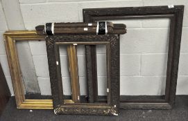 A large gilt picture frame and three others (one A/F) the largest being 85cm x 73cm including outter