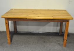 A small pine dining table,