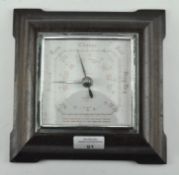 A Smiths wall barometer on oak mount 21cm square,