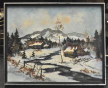 Walter Pranke, oil on canvas, winter landscape, signed to bottom right, framed,