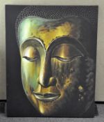 A large print on canvas depicting Buddha,