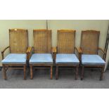 A set of four dining chairs, with upholstered seats and bergere back,