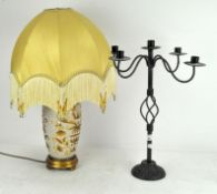 A modern five sconce metal candelabra, 49cm high,