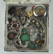 A mixture of costume jewellery and other items,