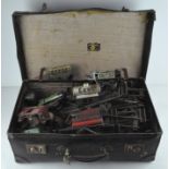 A collection of early Hornby clockwork locomotives and track,